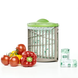 Poubelle à compost aérée pour tous vos déchets de cuisine compostables. Pas d’odeur, pas de liquide, simple et pratique.