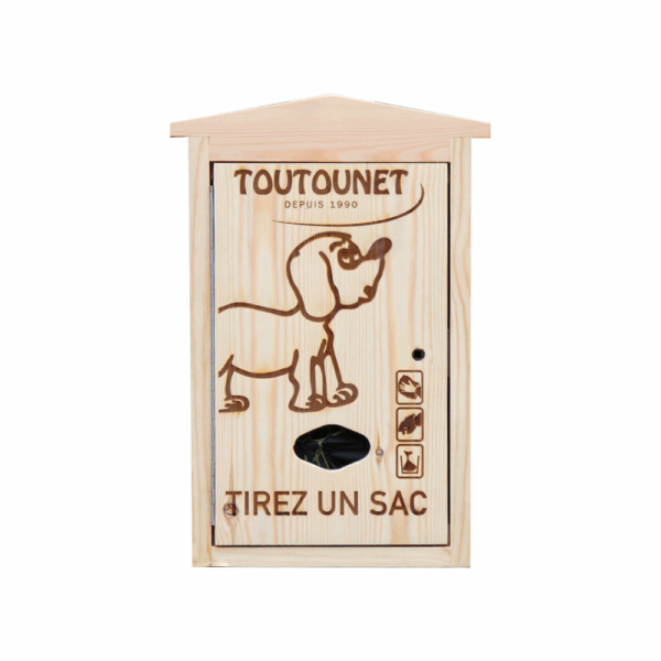 Distributeur en bois de sac à crotte de chien en liasse