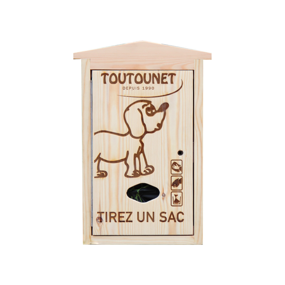Distributeur en bois de sac à crotte de chien en liasse